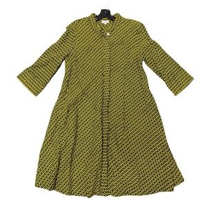 Zuri Yellow and Black Floral Patterned Dress Size Medium